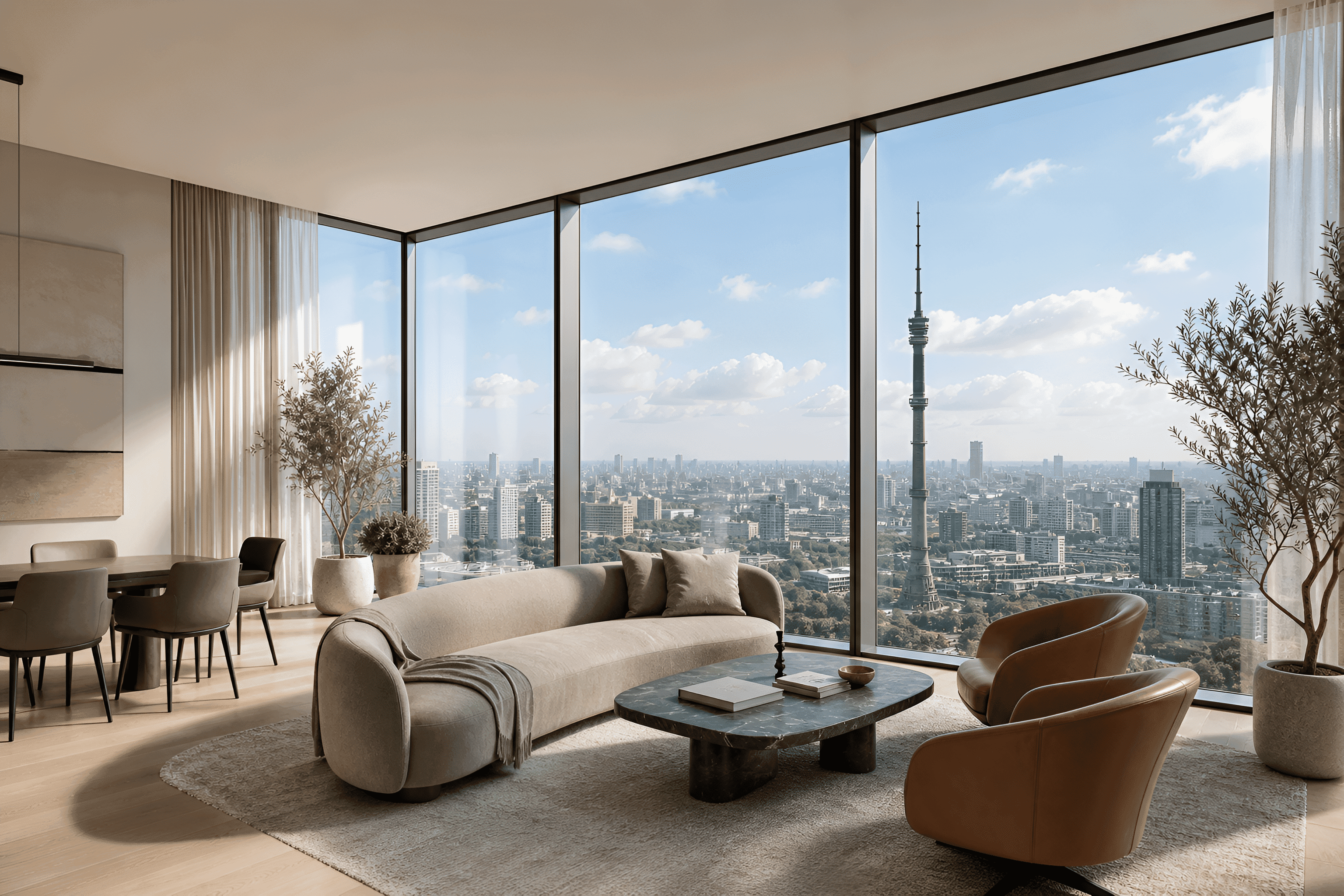 Квартира с панорамными окнами в Upside Towers